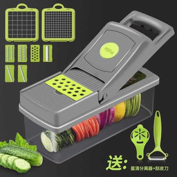 15-in-1 Vegetable Chopper Efficiently Slice and Dice Veggies with 8 Different Blades, Includes Onion Chopper, Spacious Design for Potatoes, Tomatoes, Cucumbers, and Carrots, User-Friendly Safe Design - Image 2