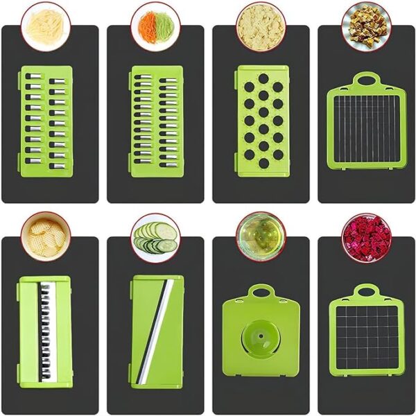 15-in-1 Vegetable Chopper Efficiently Slice and Dice Veggies with 8 Different Blades, Includes Onion Chopper, Spacious Design for Potatoes, Tomatoes, Cucumbers, and Carrots, User-Friendly Safe Design - Image 4